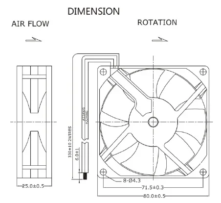 Fan, Axial, 12v, 24v.48v, 80*80*25mm - detail 2