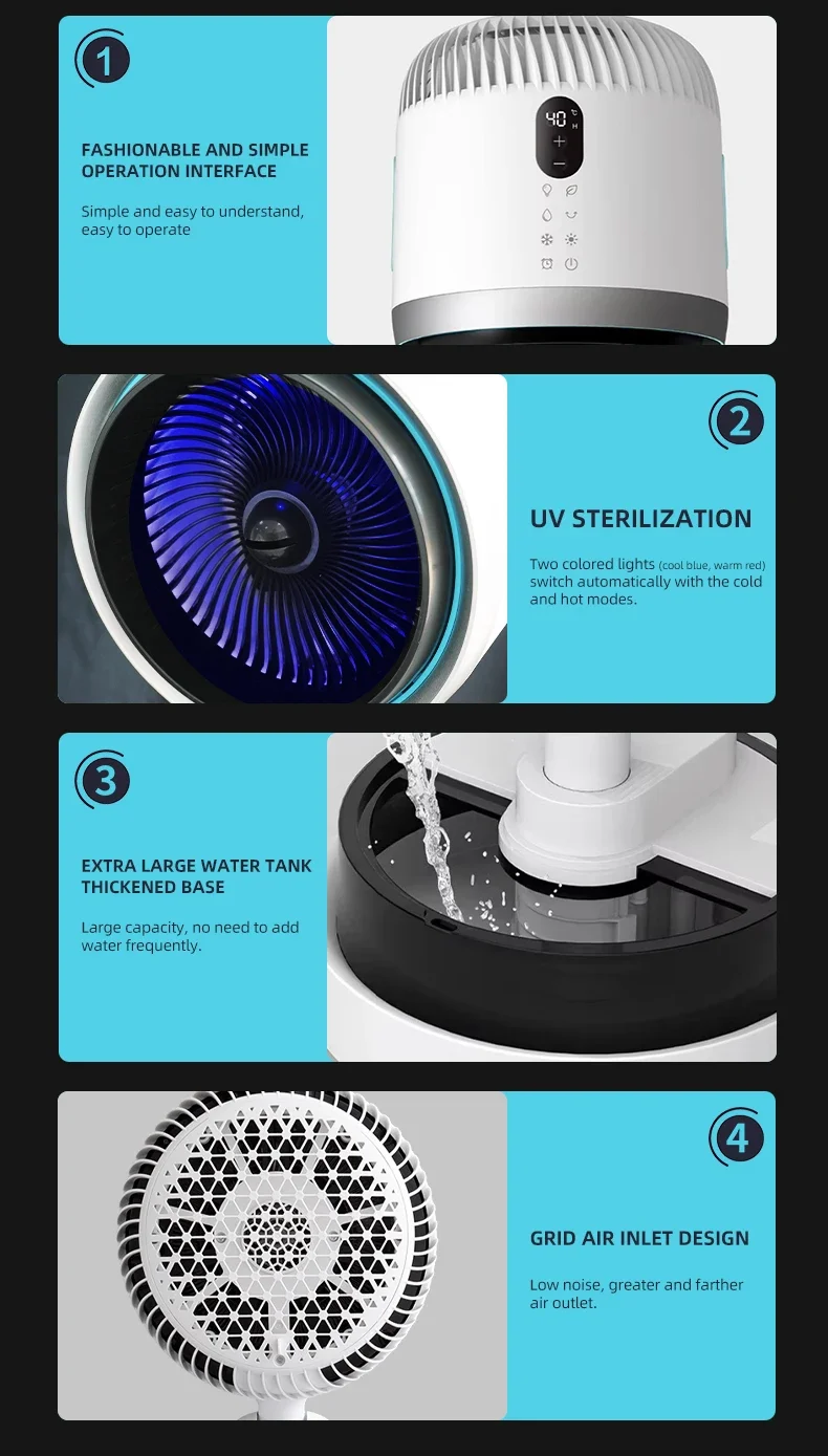 Water Mist Fan, Plastic, LED - detail 12