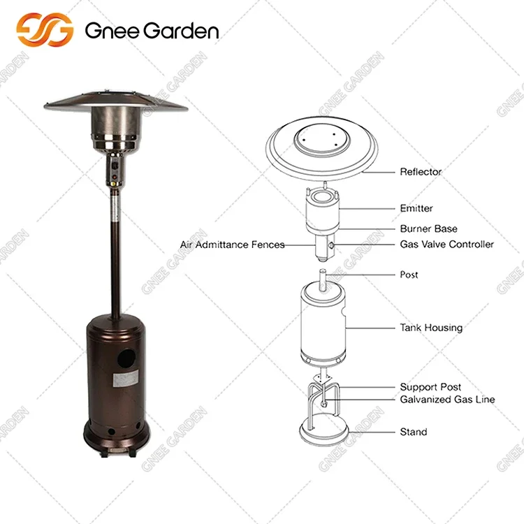 Gas Patio Heater, Stainless, Steel - detail 2