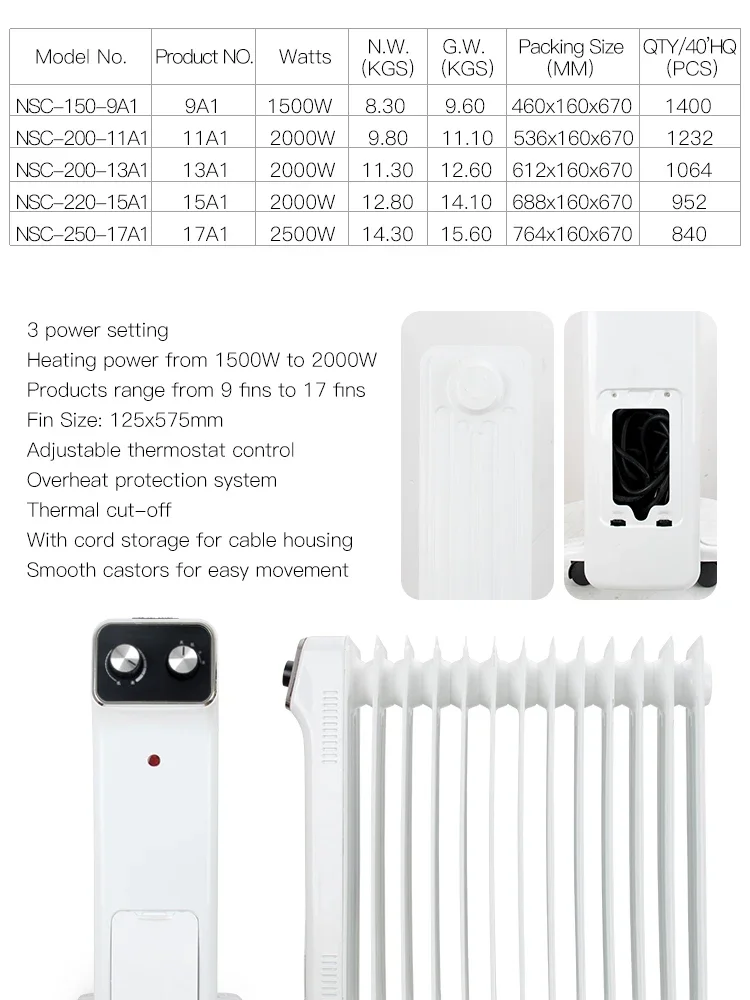 Selling Oil-filled Radiator, 7-9-11-13-15, 220V-240V, Electric - detail 2