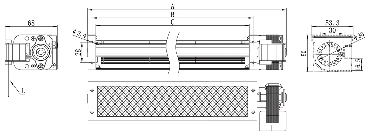 Cross Flow Fan, LONGWELL, 30mm, Aluminum, Tangential - detail 6