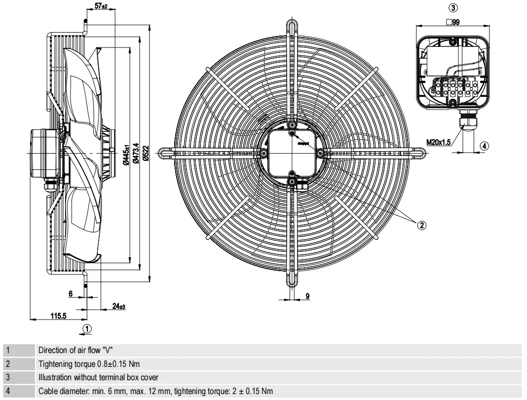 ebmpapst S4E450-AU03-01 450mm Condenser Cooling Fan, 230V AC - detail 20