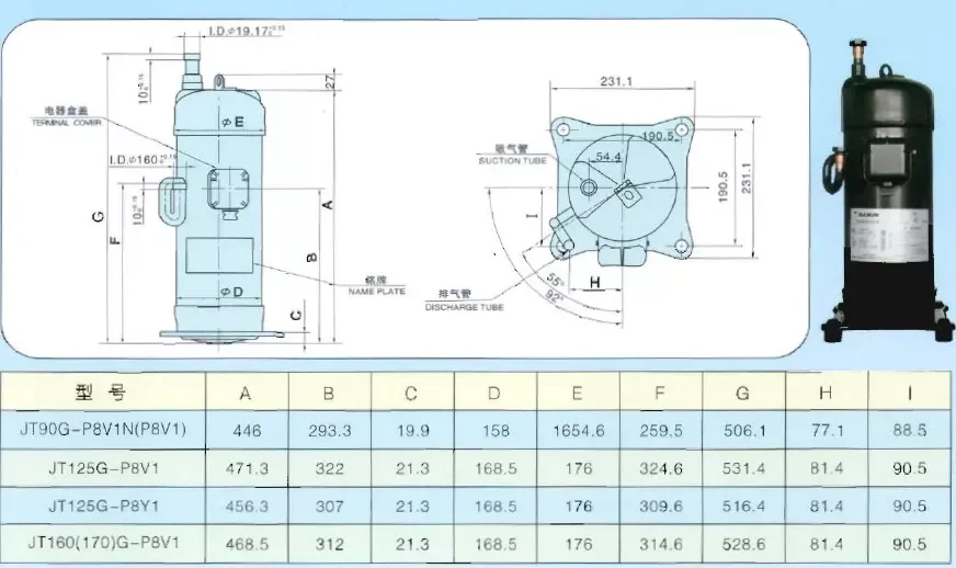 Sanyo C-SC753 Scroll Refrigeration Compressor, R22/R404A/R507 - detail 12