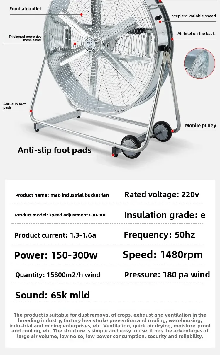 Exhaust Movable Ventilation Fan, 24", 30", 36", Portable - detail 32