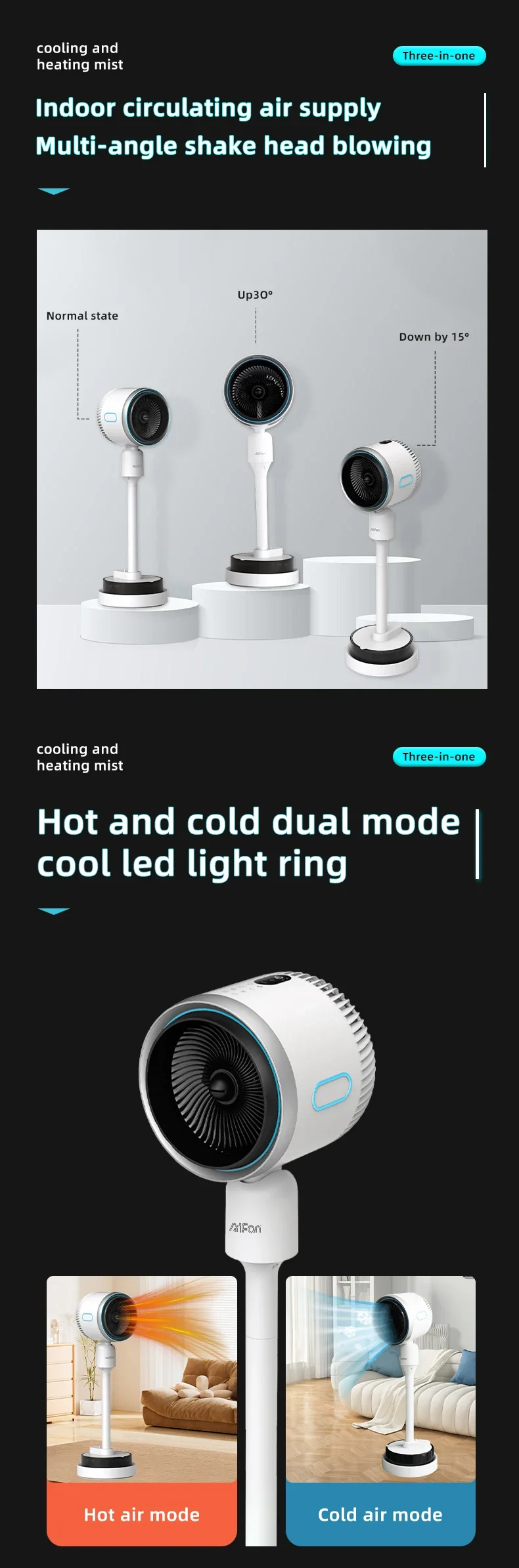 Water Mist Fan, Plastic, LED - detail 8