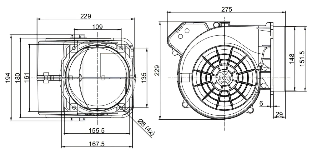 Centrifugal Blower, 230V, 146mm - detail 12