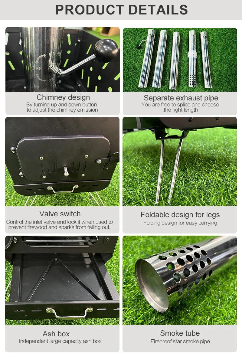 Foldable Firewood Sauna Stove, Carbon Steel - detail 6