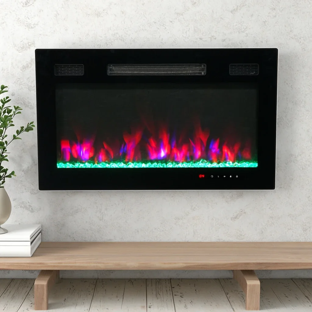 Electric Fireplace, Wall, 1500 W, Glass+Steel - detail 10