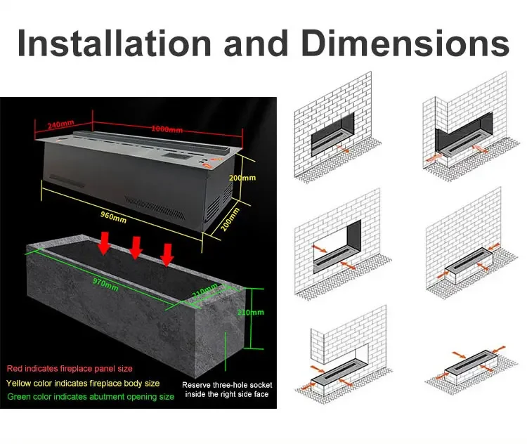 Electric Fireplace, 3D, 110-240V, 100W - detail 14
