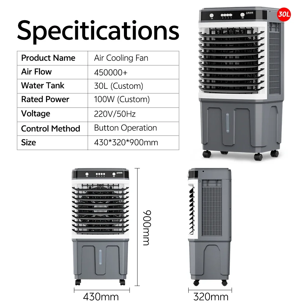 Water Tank Air Cooler, Portable, 30L - detail 32