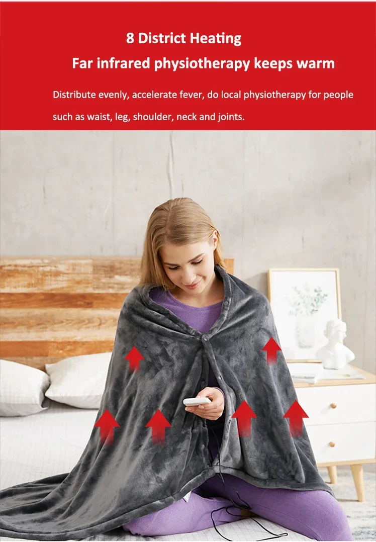 Heating Shawl Electric Blanket, Portable, Flannel - detail 14
