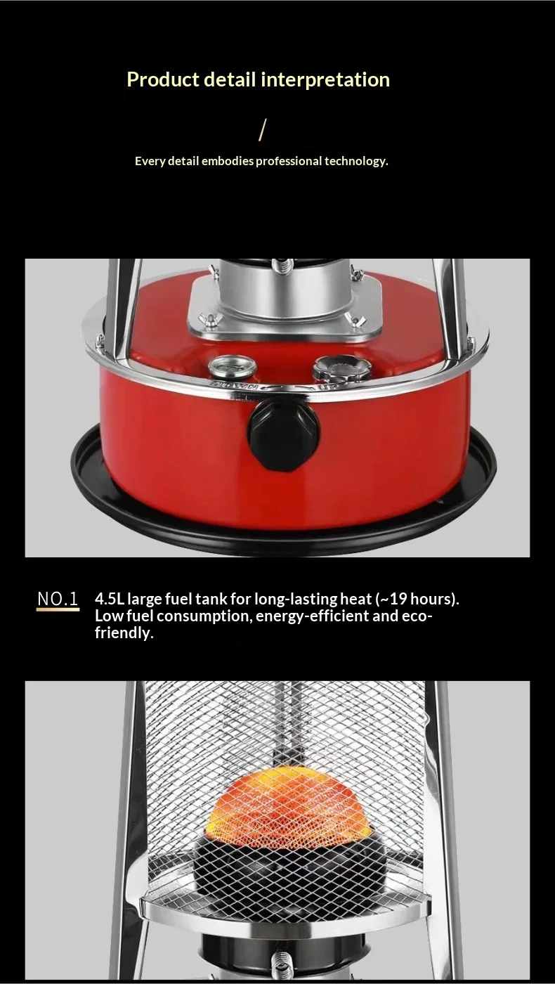 Steel Kerosene Heater, Stainless, H085-5KG, Portable - detail 22