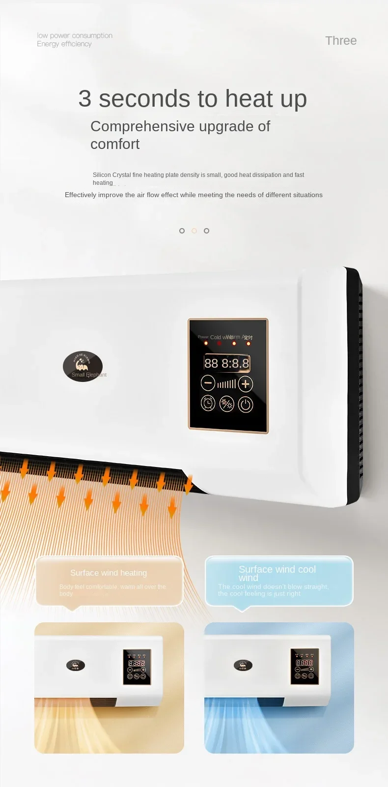 Wall-mounted Electric Heater, Plastic, 2000 W - detail 10