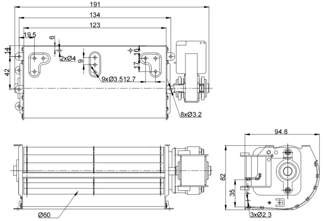 PBM PC60B2A 60mm Tangential Cross Flow Fan, 230V, 5-Year Warranty - detail 8
