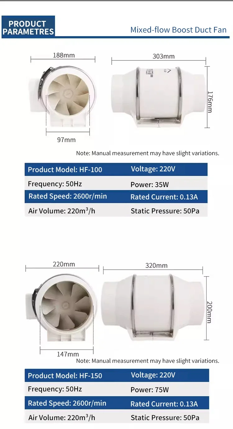 Silent Duct Booster Fan, 220 V, Metal - detail 14