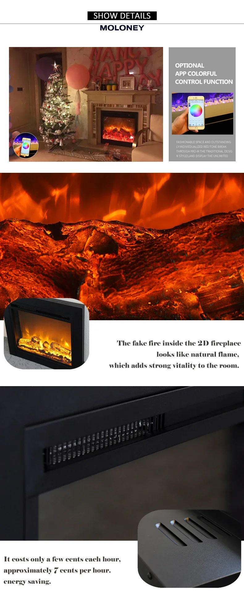 Electric Fireplace, 30-inch, 750W, Insert - detail 6