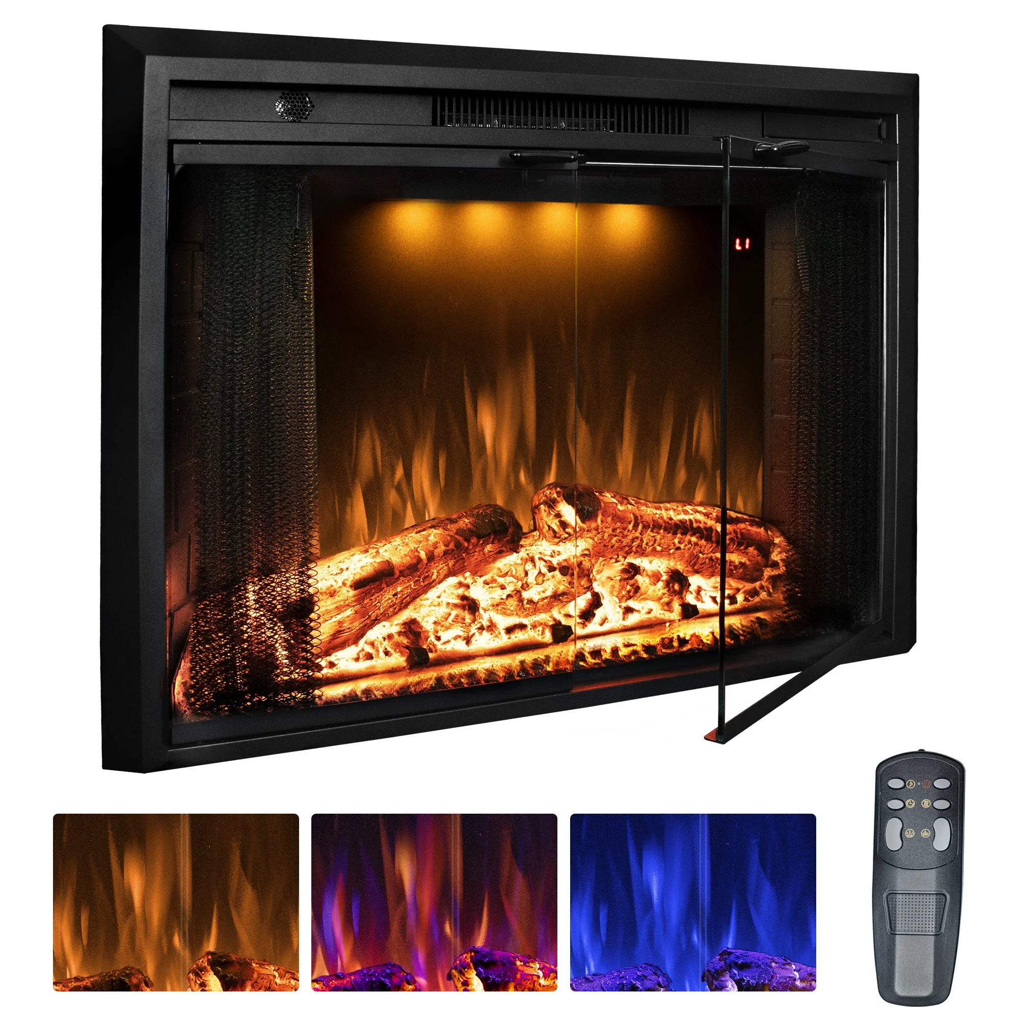 Electric Fireplace, 30-Inch, 750W, Metal+glass - detail 2
