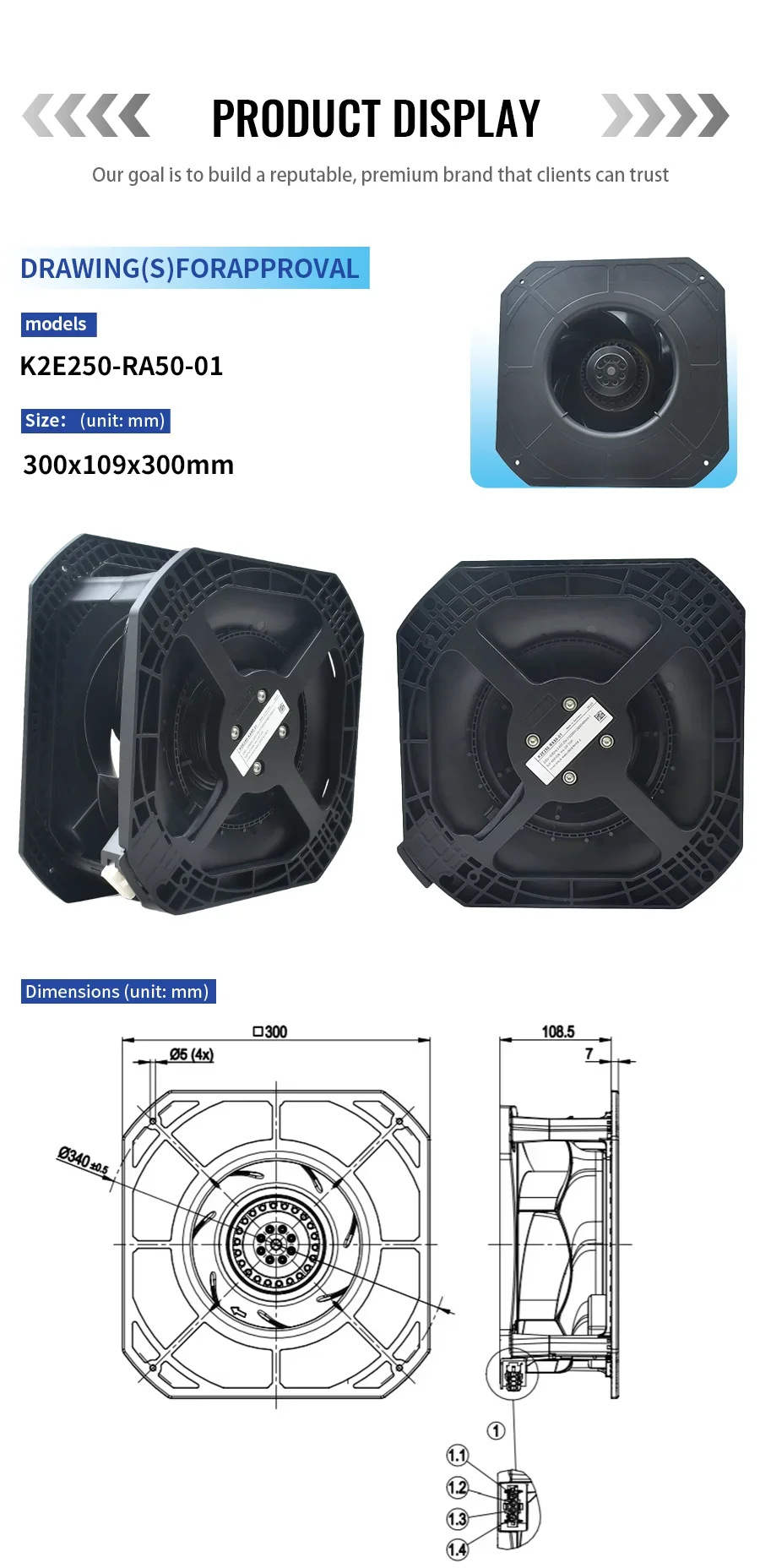 Centrifugal Fan, K2E250-RA50-01, 230V, Radial, HVAC - detail 6