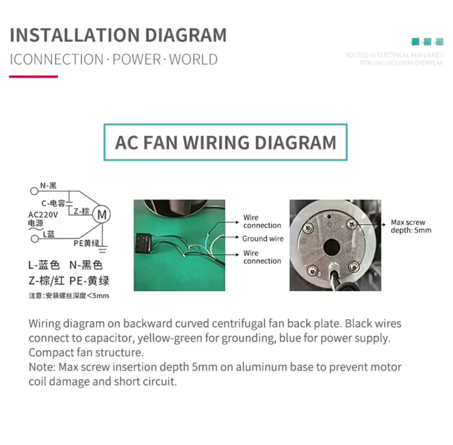 Centrifugal Fan, FLW-190, 318CFM, 540m³/h, 220V - detail 24