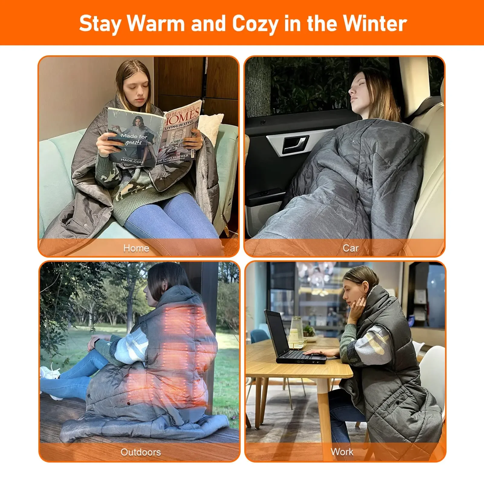 Electric Heated Throw Blanket, Portable, USB - detail 16