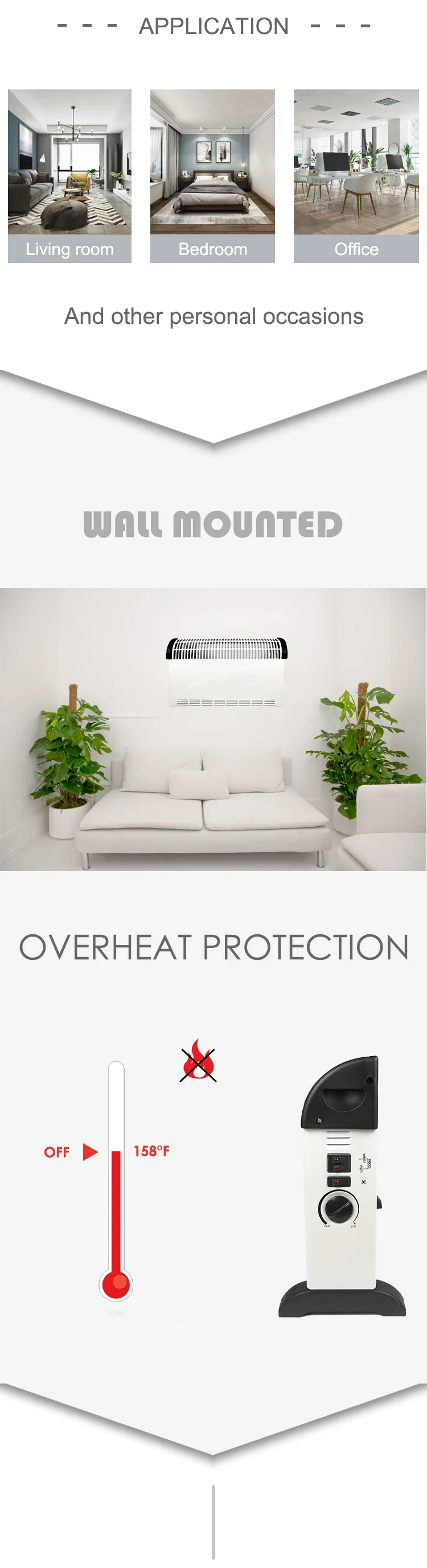 Portable Home Heater, 1000W, Plastic - detail 4