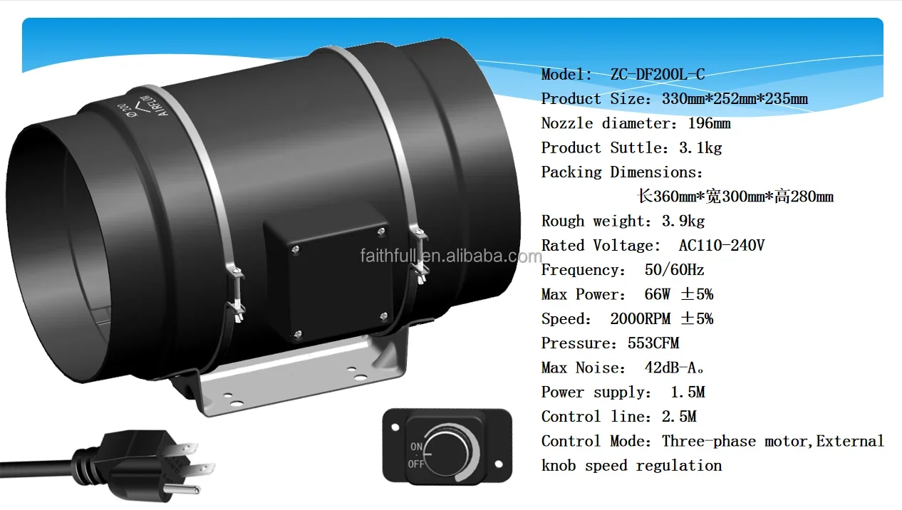 Duct Fan, 553, CFM, 0-100% - detail 6