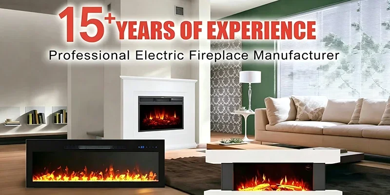 Electric Fireplace, YIKA, 900W, Log set+glass panel - detail 2
