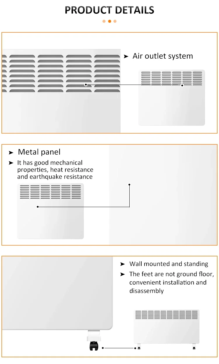 Floor Convector Metal Heater, 1500W, Wall - detail 10