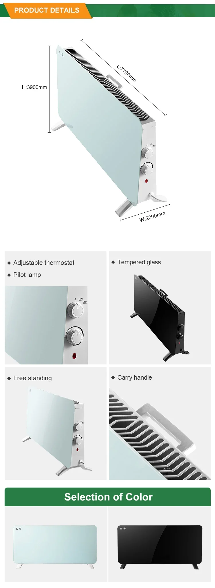 Electric Glass Panel, 1000W, 2000W - detail 4