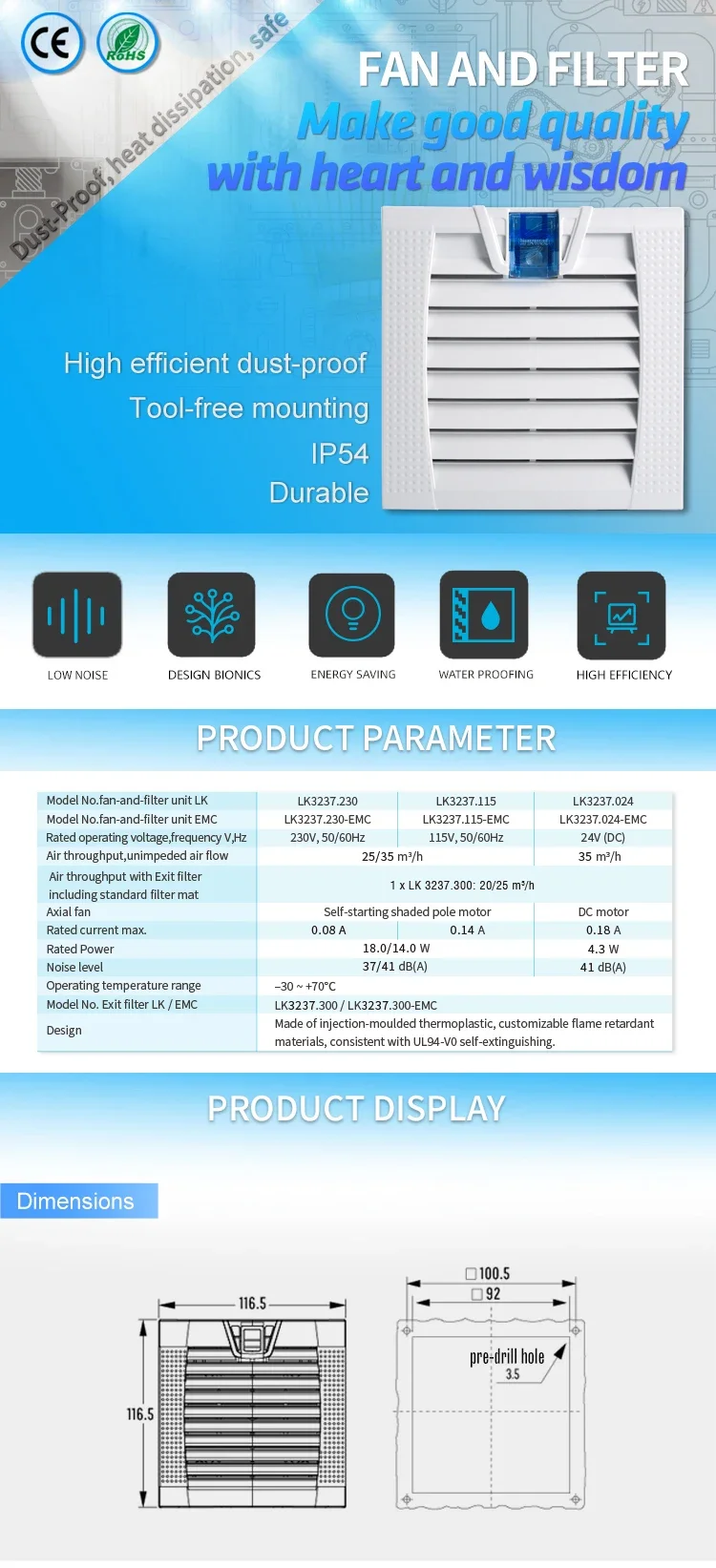 Axial Flow Fans, IP54, 116.5mm, 230V - detail 4