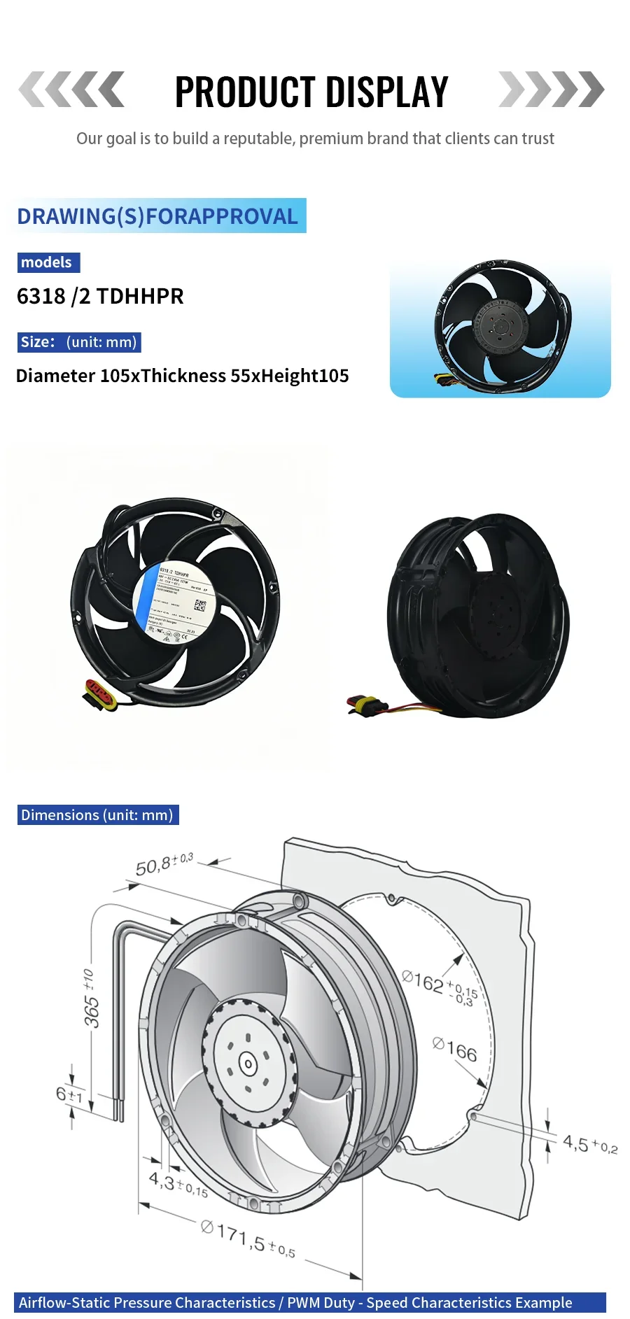 Wall Fan, 6318/2TDHHPR, 48V, 127W, Axial - detail 6