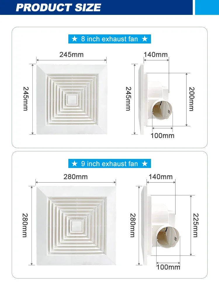 Air Suction Ventilation Fan, Ceiling, Plastic - detail 16