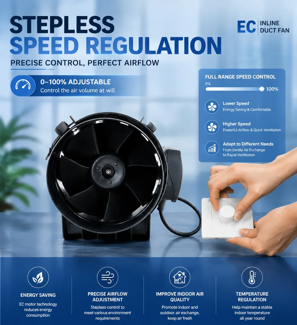 Inline Duct Fan, HVAC, 220 V, Corded Electric - detail 10