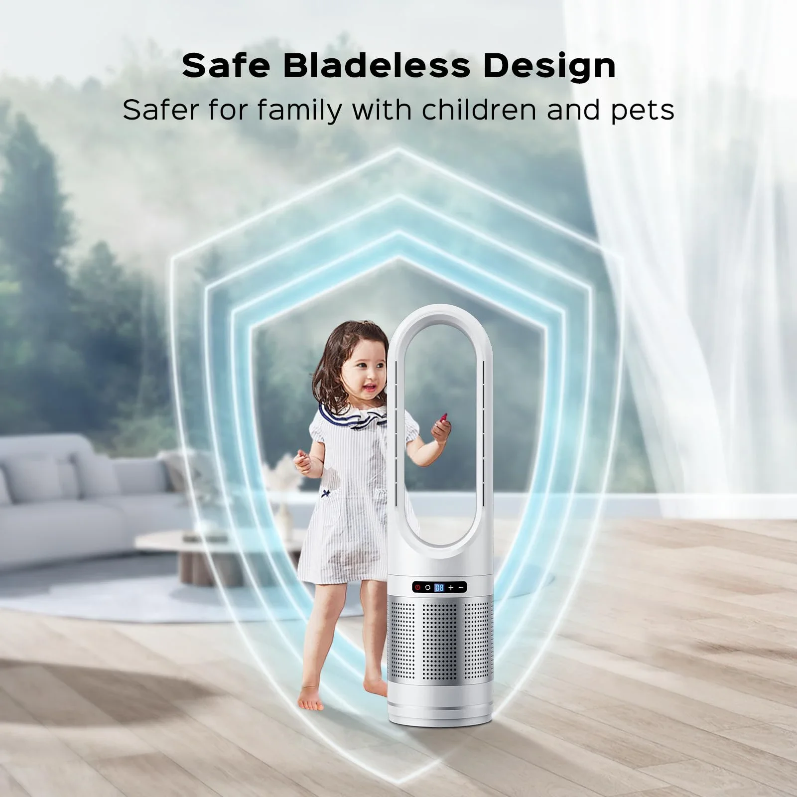 Bladeless Pedestal Fan, Portable, 8-Speed, 55dB - detail 12