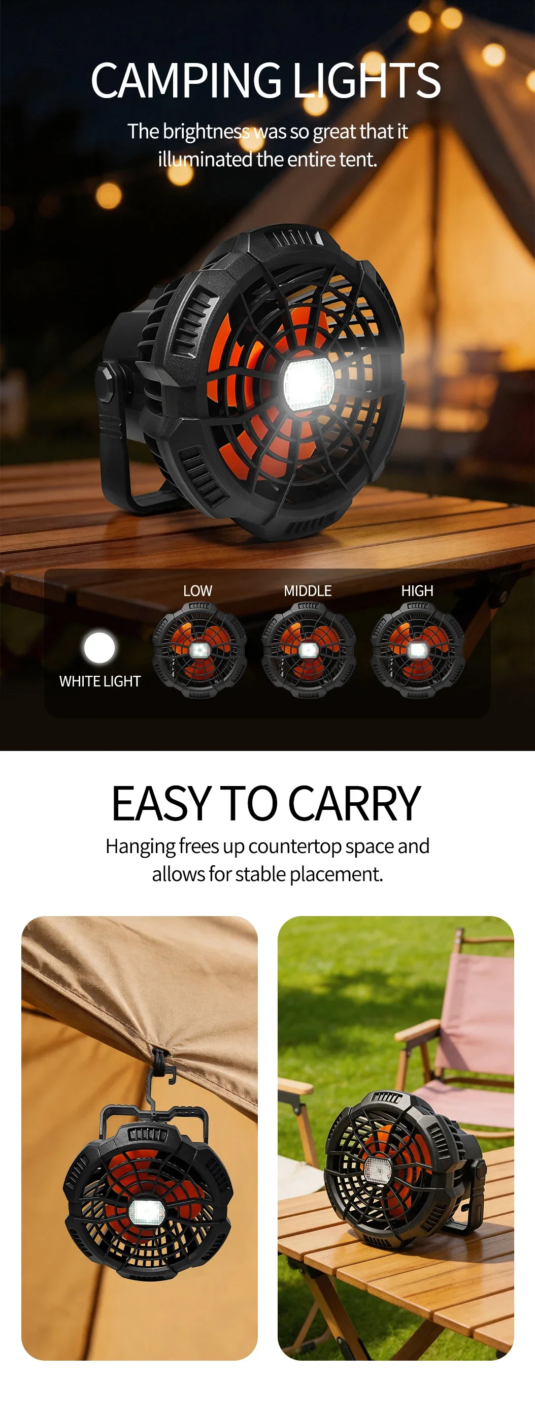 Portable Outdoor Camping Fan, 5 V, Battery - detail 4