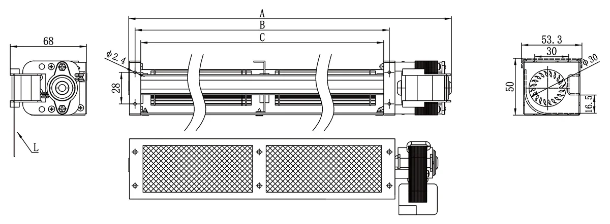 Cross Flow Fan, LONGWELL, 30mm, Aluminum, Tangential - detail 14