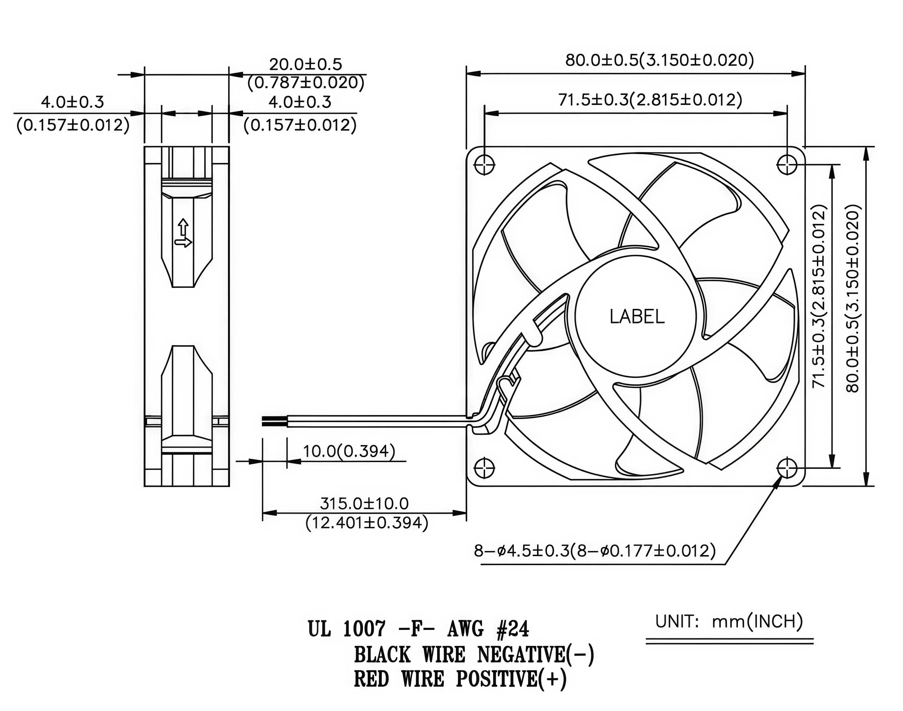 Support Industrial Cooling Fan, AFB0812HHD, 8020, 12V, 0.26A - detail 8