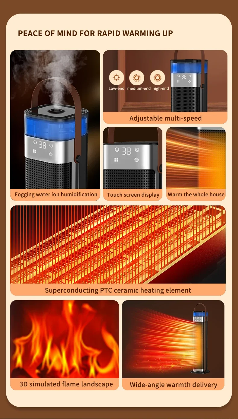 Portable Electric Heater, PTC, Plastic - detail 4
